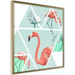 Arkiio Affisch Geometric Flamingos Square [Poster] 20x20 Poster